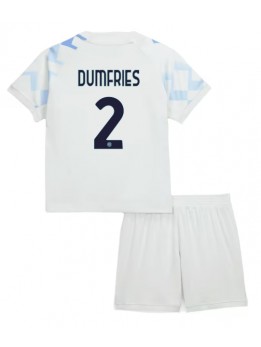 Billige Inter Milan Denzel Dumfries #2 Bortedraktsett Barn 2025-26 Kortermet (+ Korte bukser)